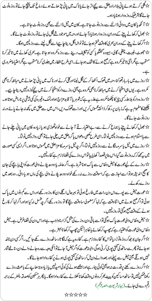Roza Ka Maqsad Aur Aham Masail in Urdu